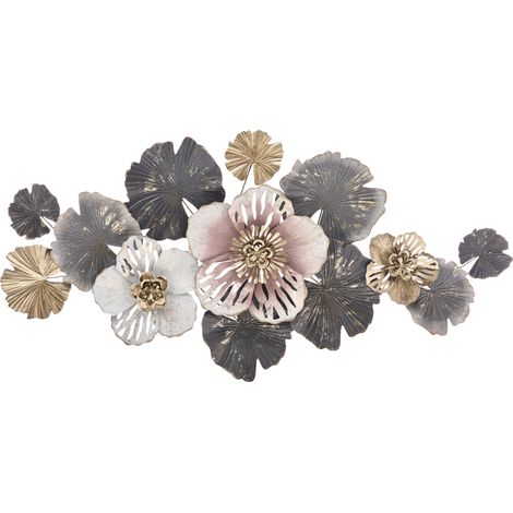 Decoración de pared moderna glamurosa hecha a mano de metal motivo floral multicolor Molybdenum