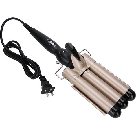 Fer à friser triple baril 28mm, réglable 110V-240V prise US, ondulateur professionnel pour coiffure bouclée, outil de mise en forme des cheveux. (1/5)