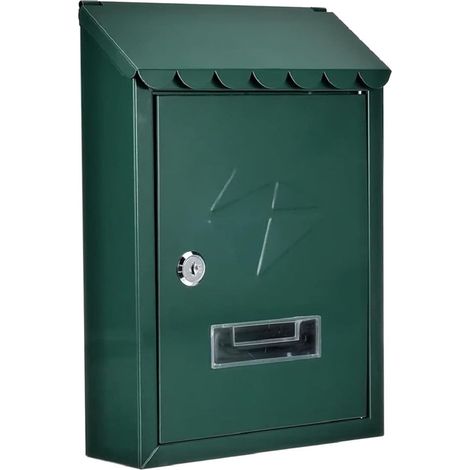 TrAdE Shop Traesio - Cassetta Posta Postale Box Delle Lettere In Metallo Con Tetto Da Esterno Verde 64920 - (1/4)