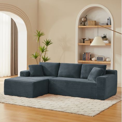 Canapé modulaire L avec méridienne, mousse à mémoire de forme et ressorts, gris foncé OKMYHOME (1/5)