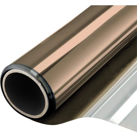 Film isolant thermique miroir transparent simple face, résistant aux UV, auto-adhésif, convient aux bureaux et aux salons (brun argenté, 44,5 x 200 cm). (1/5)