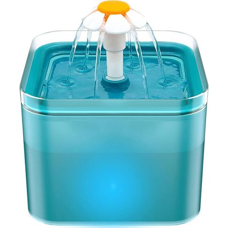 Fontana per gatti, fontana per gatti ultra silenziosa, fontana con luce LED, 2 litri, filtrazione multipla, eroga acqua corrente, tre modalità di flusso d'acqua