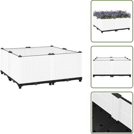 Hochbeet 80x80x38 cm Polypropylen - Hochbeet - Pflanzkasten - Gartenmöbel - Polypropylen - Weiß (1/5)