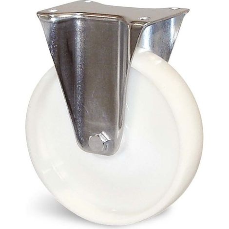 ROULETTE POLYAMIDE BLANC PIVOT A PLATINE