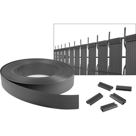PVC Sichtschutzstreifen flexibel BALDO 60m B.46mm Grau - mit Clips und Abschlussprofil (1/5)