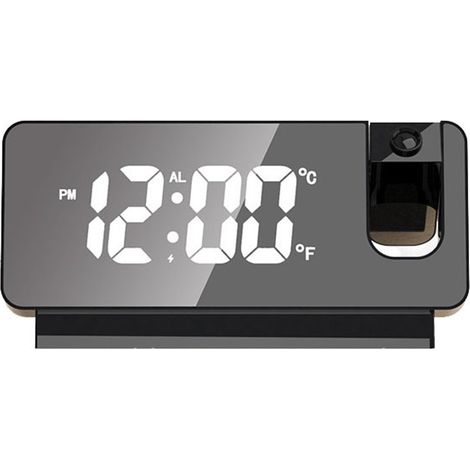 Sveglia - Orologio - Sveglia con proiettore - Sveglia digitale - Sveglia intelligente - LED - 360 gradi - Con visualizzazione di temperatura e umidità - Adatta per camera da letto e casa - Nero (1/5)