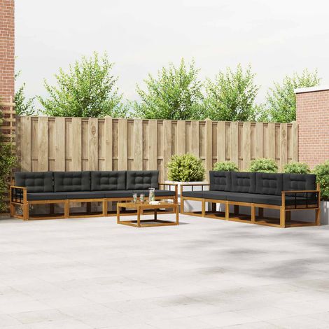 vidaXL Outdoor-Sofagarnitur mit Kissen 9 pcs Natur und Anthrazit (1/5)