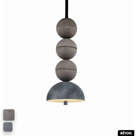 Lampe de suspension en béton velours - BOSFOR CONCRETE VELVET GRIS 3 BALLES LED 14W (1/2)