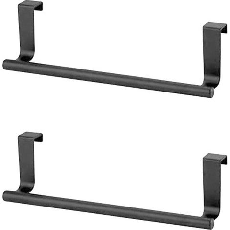 Crochets pour serviettes de cuisine support rangement suspendu sans poinçon petite taille 23x62cm 23x6.2cm 2 pièces Noir (1/5)