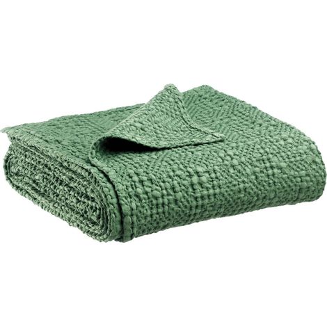 Couvre-Lit et Jeté de Canapé en Coton Lavé Nid d'Abeille Couleur Amande 240 x 260 cm - PANGIVO (1/3)