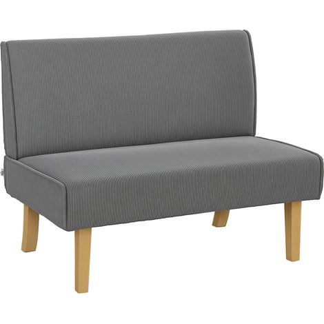 JSSEVN - 2-Sitzer-Cord-Sofa mit dicker Polsterung und Massivholzbeinen – Grau (1/5)