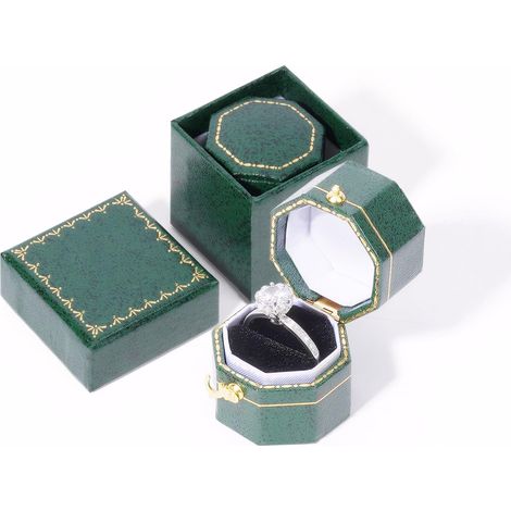 Mini boîte à bague verte pour demandes en mariage et mariages - Étui de fiançailles de poche pour poches et sacs à main