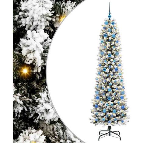 Sapin de Noël  Arbre de Noël artificiel Blanc 210 cm PVC, métal et plastique (1/5)