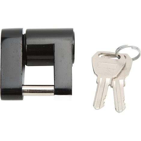 Verrou coupleur attelage remorque, antivol sécurité zinc 1/4 pouce avec 2 clés, robuste fiable for camping-car camion caravane voyage (1/5)