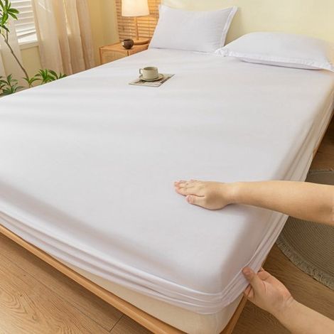 Linge de lit - Draps - Draps blancs - Drap-housse - Drap-housse 90x200 - Draps synthétiques - Draps d'une profondeur de 30 cm Blanc (1/5)