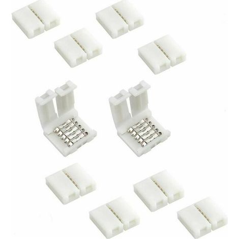 Packung mit 10 x 5-poligen, 10 mm breiten RGBW-LED-Streifenverbindern für lötfreie LED-Streifen, kompatibel mit 5050 SMD RGBW-LED-Streifen (1/5)