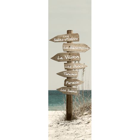 Tableau sur toile panneaux plages d'Olonne 30x97 cm - Impression sur Toile Murale Décorative - Image imprimée en HD sur Toile - Toile sur Châssis en Bois FSC - Fabriqué en France