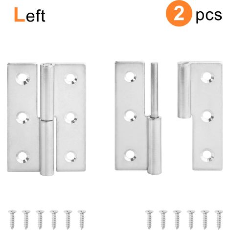 Charnières amovibles en acier inoxydable (75 mm de long) - Lot de 2 - Ouverture à 270° - Noir - Pour portes de meubles de cuisine, placards et armoires (1/5)