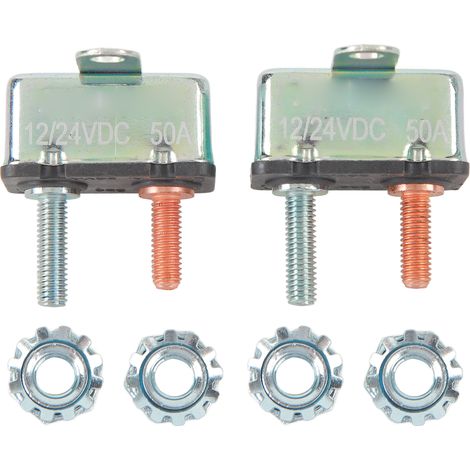 Disjoncteur à réinitialisation automatique, 2 pièces, Protection contre les surcharges en alliage d'aluminium pour voiture et bateau 12V 24V 50A