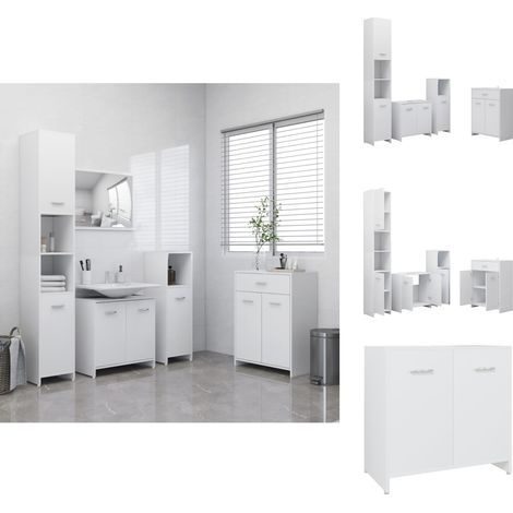 Badezimmermöbel-Sets - Living 4-tlg. Badmöbel-Set Weiß (1/5)