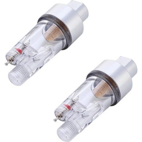 2pcs-Airbrush Water Trap, Mini Inline Air Filter 1/8in Hose Connector Moisture for Airbrush Gun (1/4)