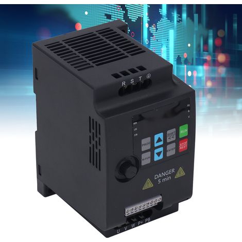 Variateur de fréquence universel SAKO triphasé 0,75 kW, entrée 380 VCA, sortie 0-380 VCA, pour charges légères. (1/5)