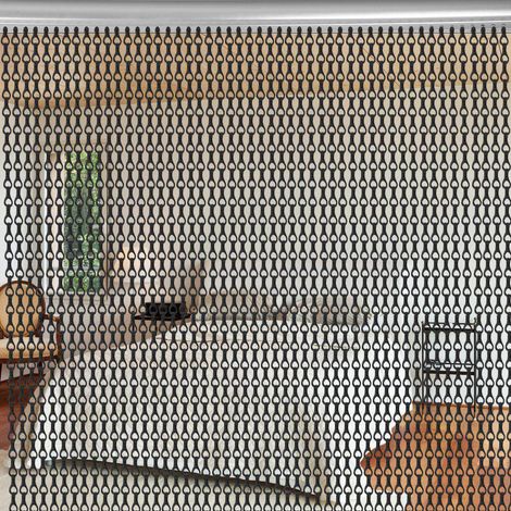 Rideau à lanières métalliques en aluminium 90 x 214,5 cm, anti-mouches et insectes, décoratif, pour porte. (1/5)