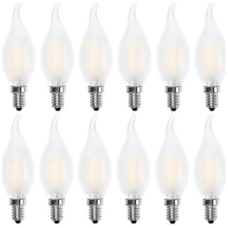 LaBlanc - E14 Flammen-LED-Glühbirne, Kerzenform, Warmweiß 2700 K, 4 W Glühlampe, entspricht 40 W, 400 lm, 12er-Pack [Energieklasse A+]