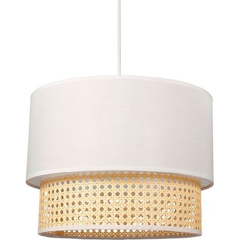 Suspension gigogne 2 abat-jours cannage – D35 x H26 cm – Pour chambre – Style bohème et cosy – Ostaria (1/6)