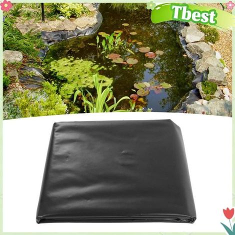Tbest Revêtement d'étang Black Pond Liner PE Durable Pond Liner For Waterfall Fish Ponds jardin outils 2x5m 3x5m / 9,8x16,4 pieds (1/5)