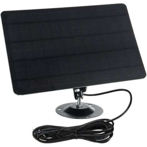 Panneau solaire micro USB 10 W 5 V 2000 mAh, rotation à 360 degrés, étanche, montage mural, panneau solaire en silicium monocristallin pour caméra USB, noir (1/4)
