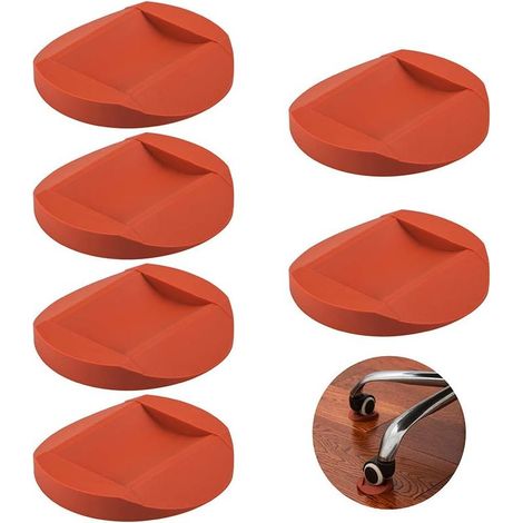 Juego de 6 almohadillas de goma antideslizantes para ruedas de muebles, sofás y camas, aptas para todo tipo de suelos. (1/5)