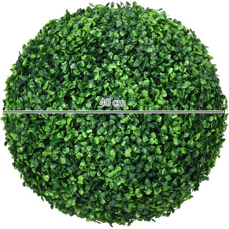 Lot de 2 sphères artificielles de buis Ø40cm, décoration intérieure et extérieure, vertes