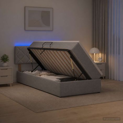 vidaXL Cama de almacenamiento LED con colchón Gris Claro 90 x 190 cm (1/5)