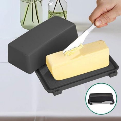 Boîte À Fromage - Couteau En Acier Inoxydable - Pour Fromage Et Beurre - 17,5 X 8,3 X 5 Cm - Noir - 1 Pièce (1/5)