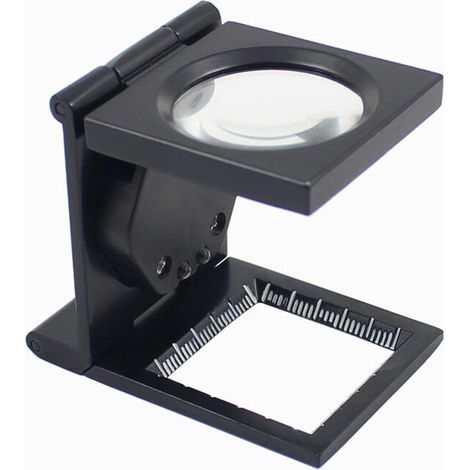 Loupe compte-fils pliant pliable avec monture en métal peint en noir (1/5)