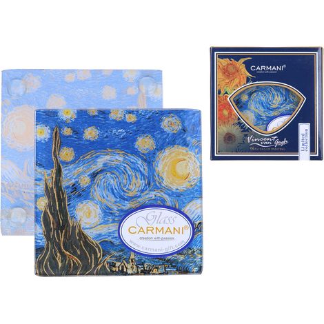Carmani, sottobicchiere in vetro - Vincent Van Gogh - Notte stellata