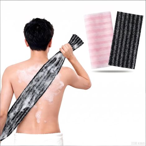 Lot de 2 serviettes de douche exfoliantes antibactériennes pour le corps (1/5)