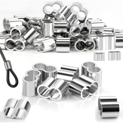 50 manchons,aluminium 6mm,sertissage double,câble acier 5-6mm,usage extérieur (1/5)