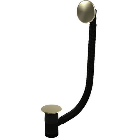 Bathroom Round Click-Clack Bath Waste, Top Fix Installation, 98 x 70 x 550mm, Brushed Brass