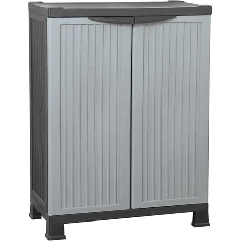 Armoire de rangement compacte 68 x 39 x 92 cm avec 2 étagères verrouillable bureau garage en plastique gris (1/5)