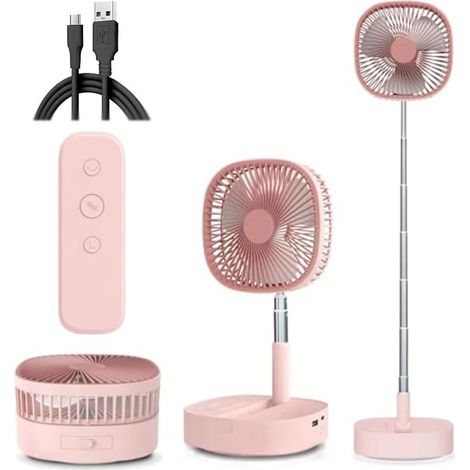 Ventilateur Sur Pied Silencieux Pliable Rose (1/4)