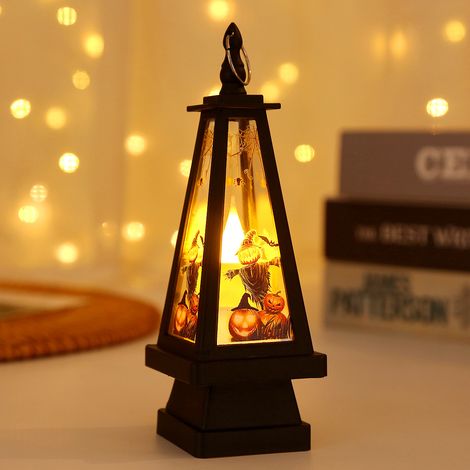 Lanternes décoratives d'Halloween : lanternes citrouilles, bougies LED, bougies scintillantes sans flamme, décorations de jardin d'Halloween (1/5)