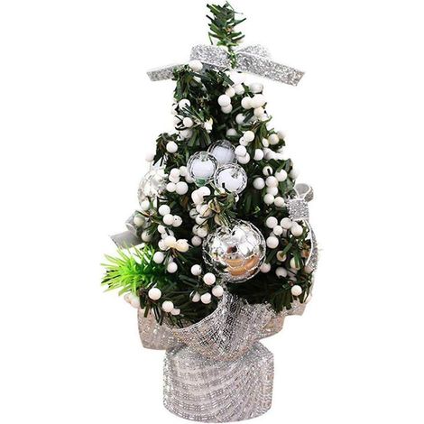 Arbol De Navidad Miniatura - 20 Cm - PVC Y Tela - Decoracion Navidena Para Mesa O Escritorio - Unidad (1/5)