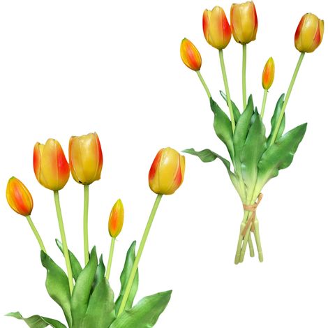 Tulipanes amarillo-naranja - Ramo de caucho con tulipanes 39 cm Color Real Touch 16 (1/5)