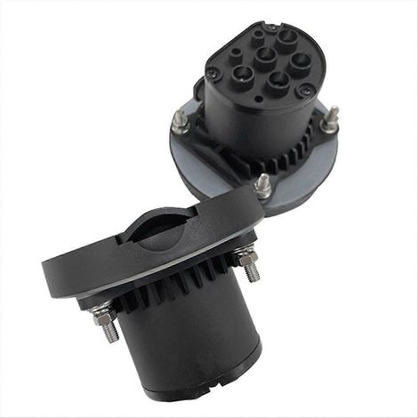 Prise de recharge EV Type 2 Connecteur femelle 32A, socle mural étanche IP54 pour véhicule électrique, compatible bornes AC, installation fixe, matériau ABS robuste, couleur noire, usage domestique et (1/5)