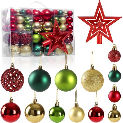 Ensemble de 101 Boules de Noël Brillantes — Décorations incassables pour Sapin, avec Boîte de Rangement — Idéal pour Calendrier de l’Avent et Déco de Noël (1/5)