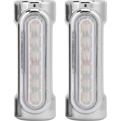 Barra de luz universal cromada CFTGIW para motocicleta y carretera, 1,2 W, alto brillo, LED para tubo anticolisión de 1,25 pulgadas de diámetro, 2 piezas. (1/5)