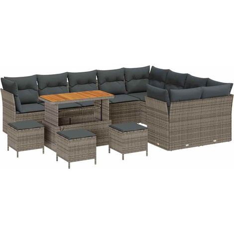 Maison Exclusive - Set Divano da Giardino con cuscino 13 pcs Grigio