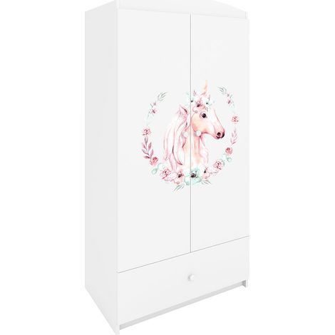 Armadio a 2 ante e 1 cassetto Kocot Kids Babydream Unicorn - Bianco (1/4)